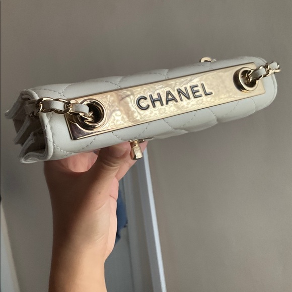 CHANEL Trendy CC Mini Wallet on Chain WOC White Cream Crossbody Bag - Picture 5 of 11